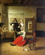 Woman Drinking with Soldiers Pieter de Hooch